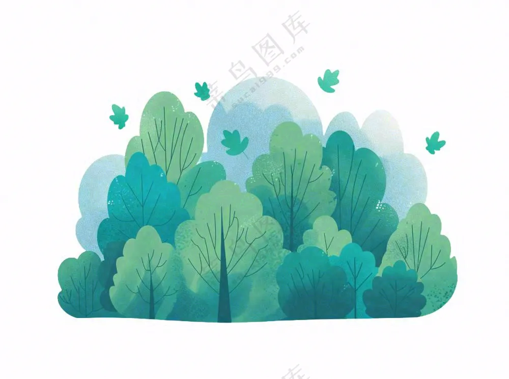 草丛灌木丛绿叶插画免抠