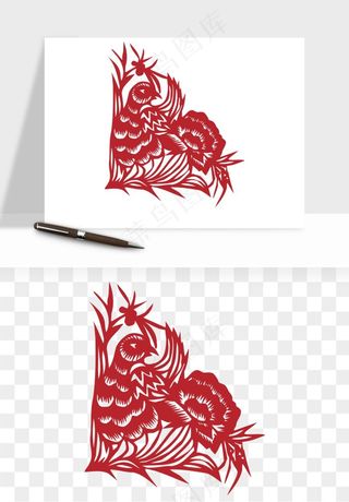 传统花鸟动物剪纸png免抠