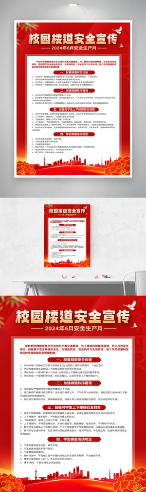 安全生产月校园篇四件套套图