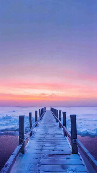 冬天寒冷白雪结冰大寒摄影图