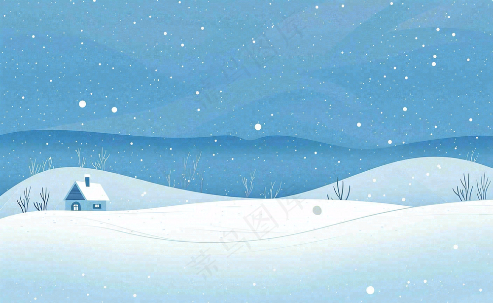 冬天白雪覆盖寒冷唯美雪景大寒插画背景
