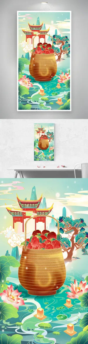 中国风国潮夏至夏天夏季插画