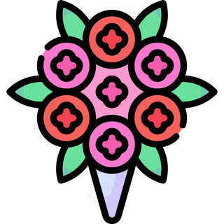 红色手捧花花束 线性彩色花卉图标