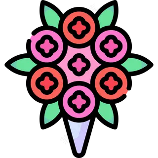 红色手捧花花束 线性彩色花卉图标