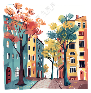 多彩的城市街景