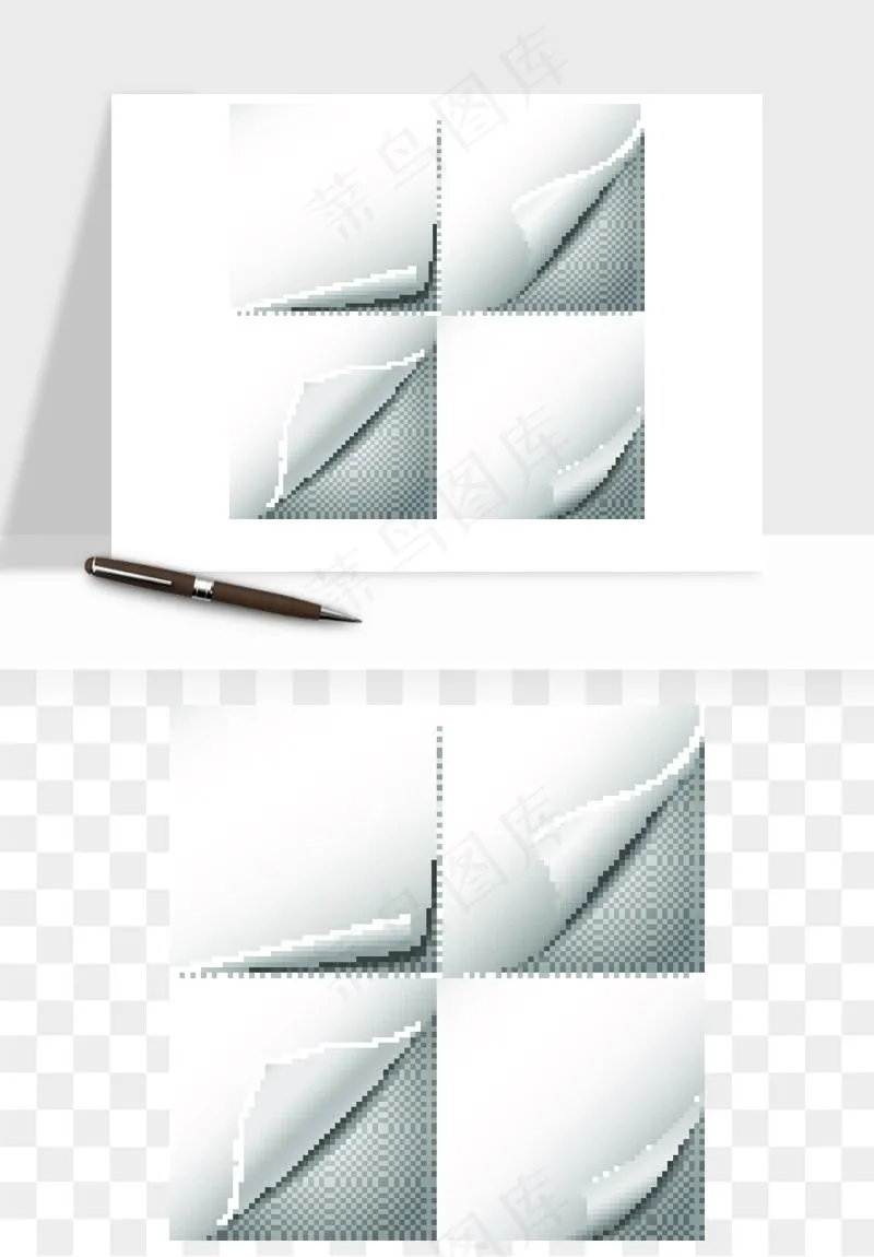白纸卷边角翻页效果png免抠