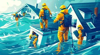 洪水自然灾害防洪预警摄影图