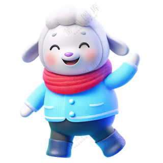 动物3D立体卡通可爱十二生肖戴围巾未羊