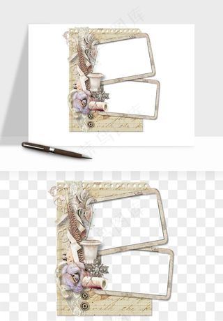 复古花卉相框欧式png免抠