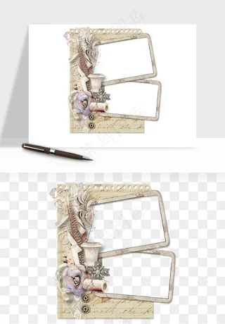 复古花卉相框欧式png免抠