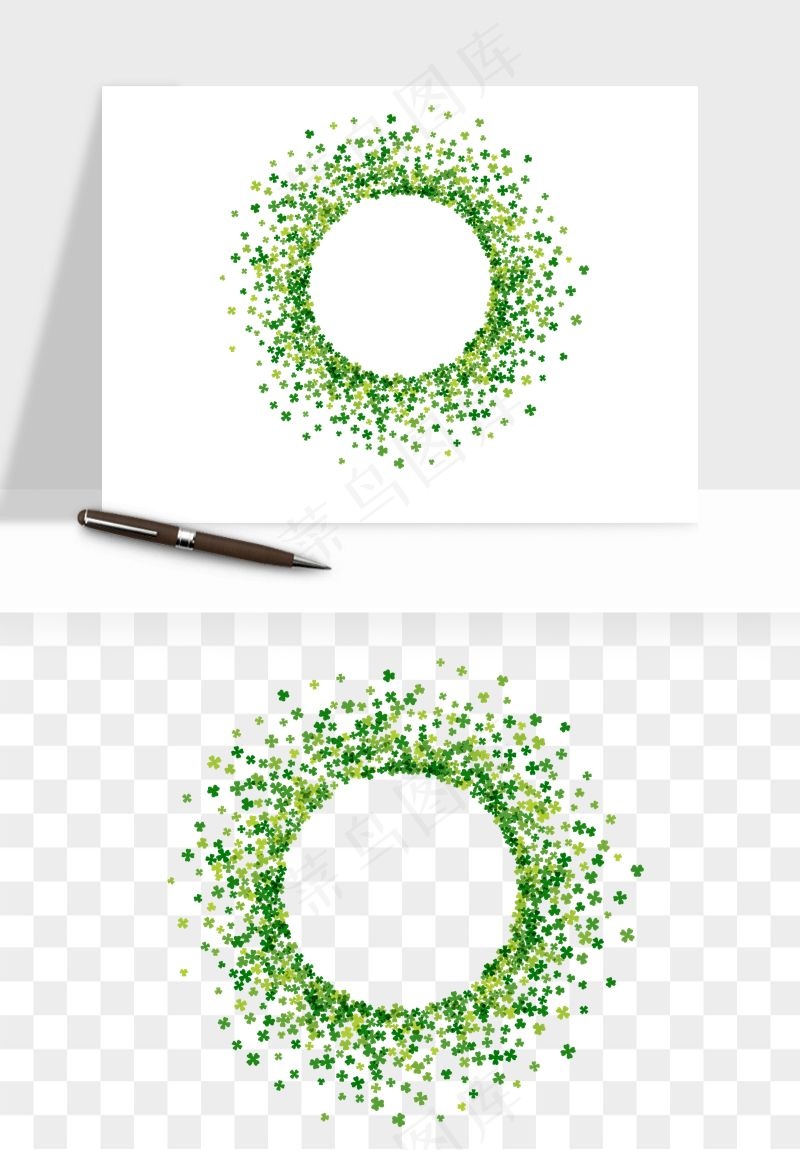 手绘四叶草幸运植物png免抠