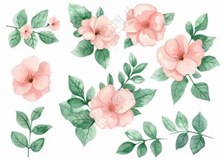 春天粉色花朵插画 免抠