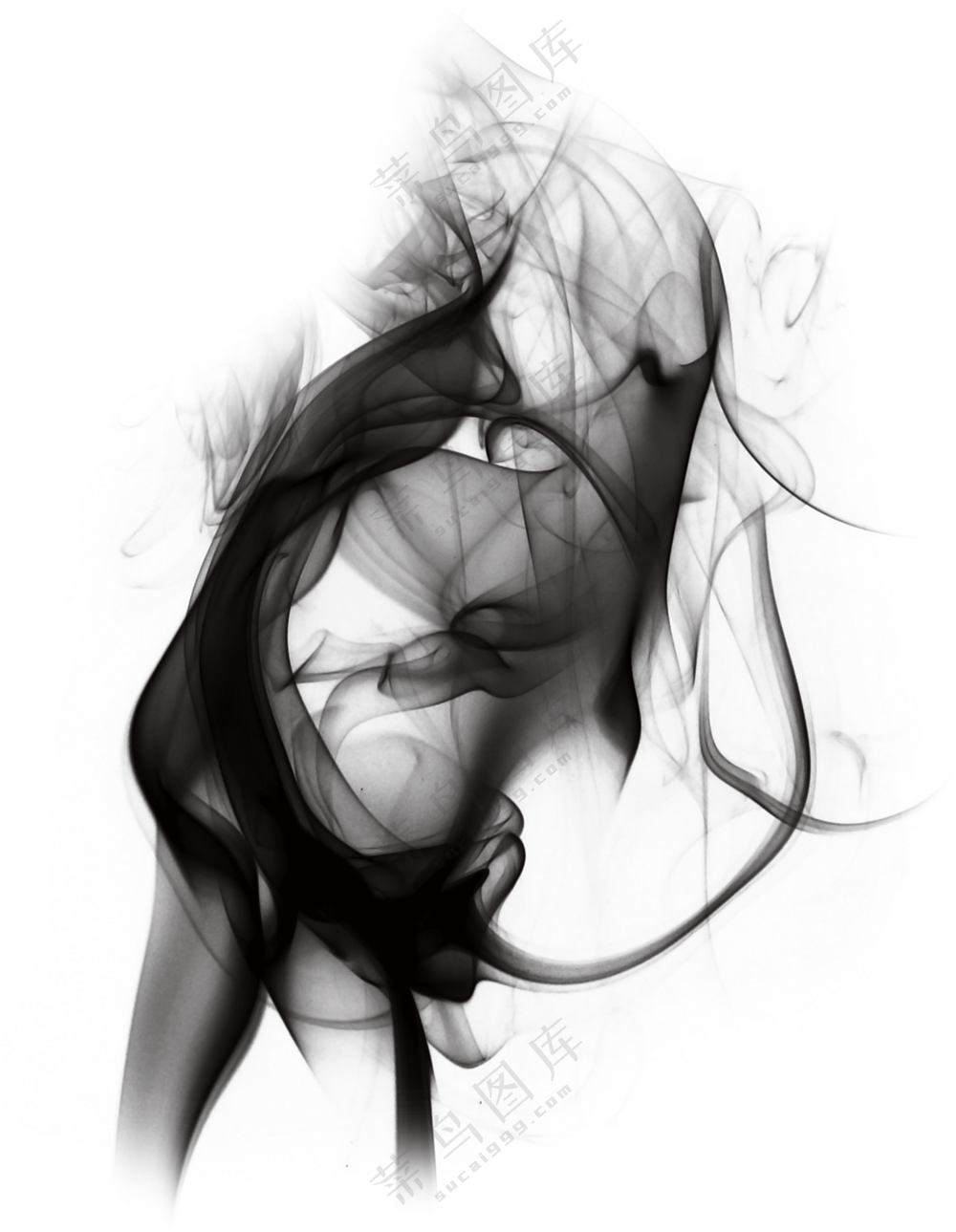 空气之中升腾起的黑色烟雾免抠图片