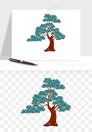 国潮松树松枝松叶png免抠