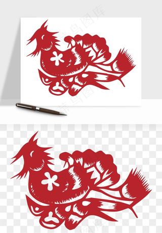 传统花鸟动物剪纸png免抠