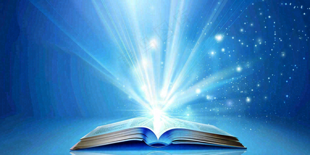 翻开的书本知识海洋阅读教师节蓝色背景