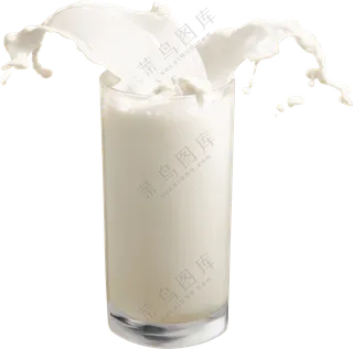 玻璃杯溢出飞溅的牛奶免抠图片素材