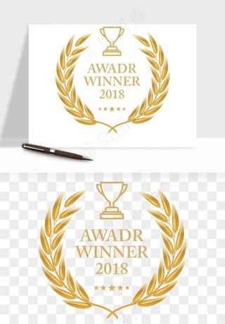 边框橄榄桂枝麦穗奖章png免抠