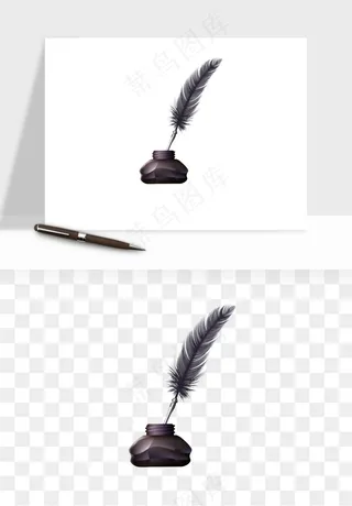 复古羽毛笔png免抠