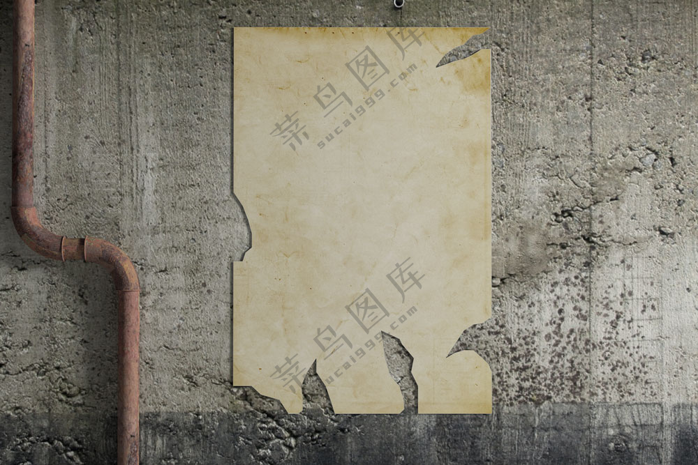 破损手撕复古纸张海报展示空白psd样机-260