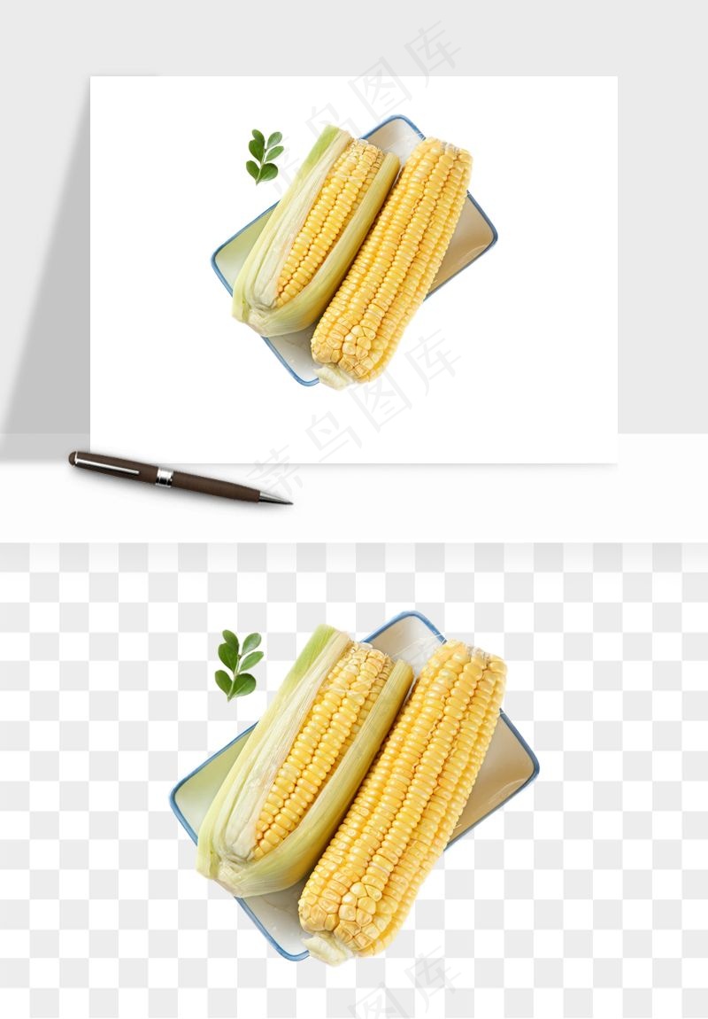 玉米带叶玉米png免抠