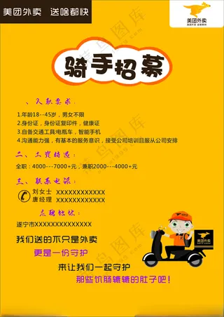 招聘骑手招聘传单招聘素材海报