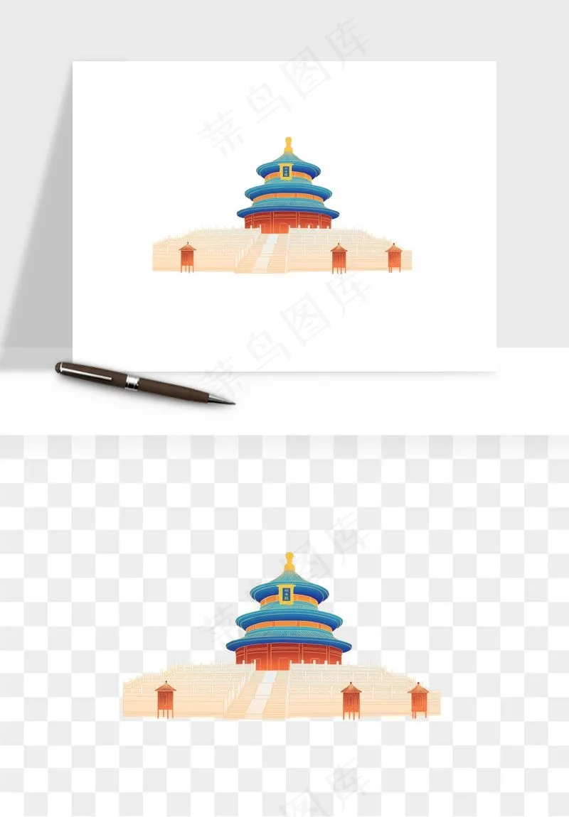 国潮风古建筑古楼古塔鼓楼psd,png免抠图