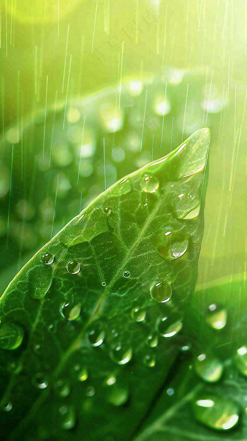 春天梅雨时节绿叶谷雨寒露摄影图