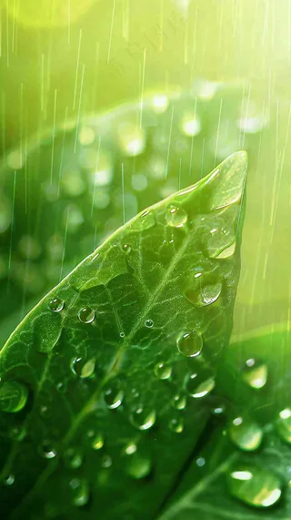 春天梅雨时节绿叶谷雨寒露摄影图