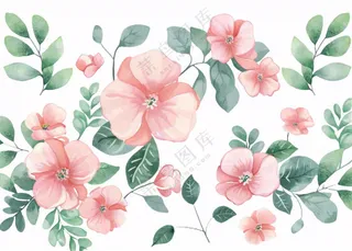 春天粉色花朵插画 免抠