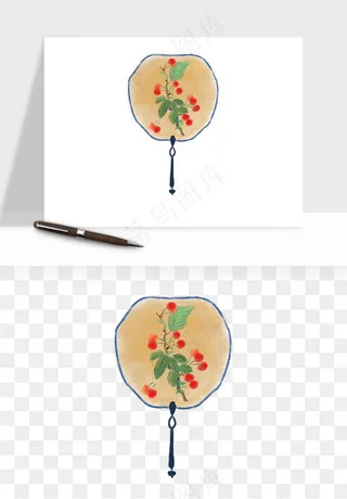 古风扇子元素png免抠