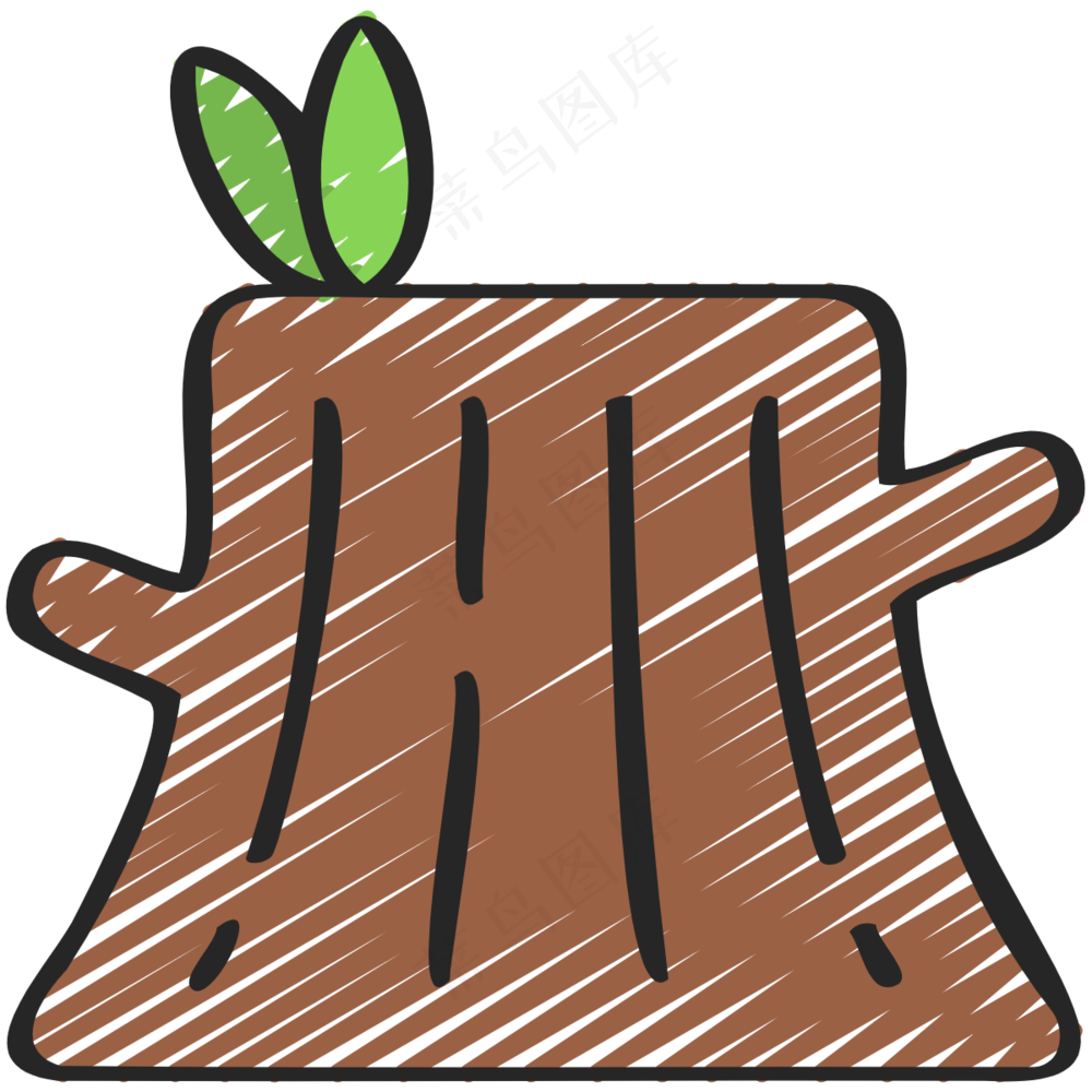 树桩子 铅笔手绘图标icon