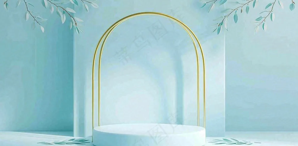 美妆护肤3d展台清新背景