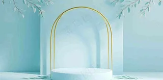 美妆护肤3d展台清新背景