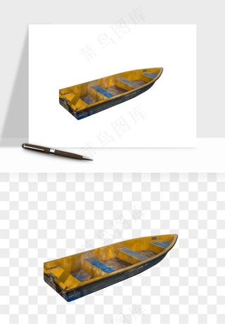 手绘木船小船png免抠