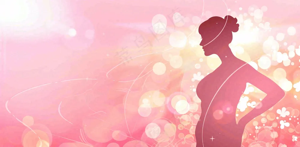 粉色女生光圈浪漫唯美妇女节插画背景
