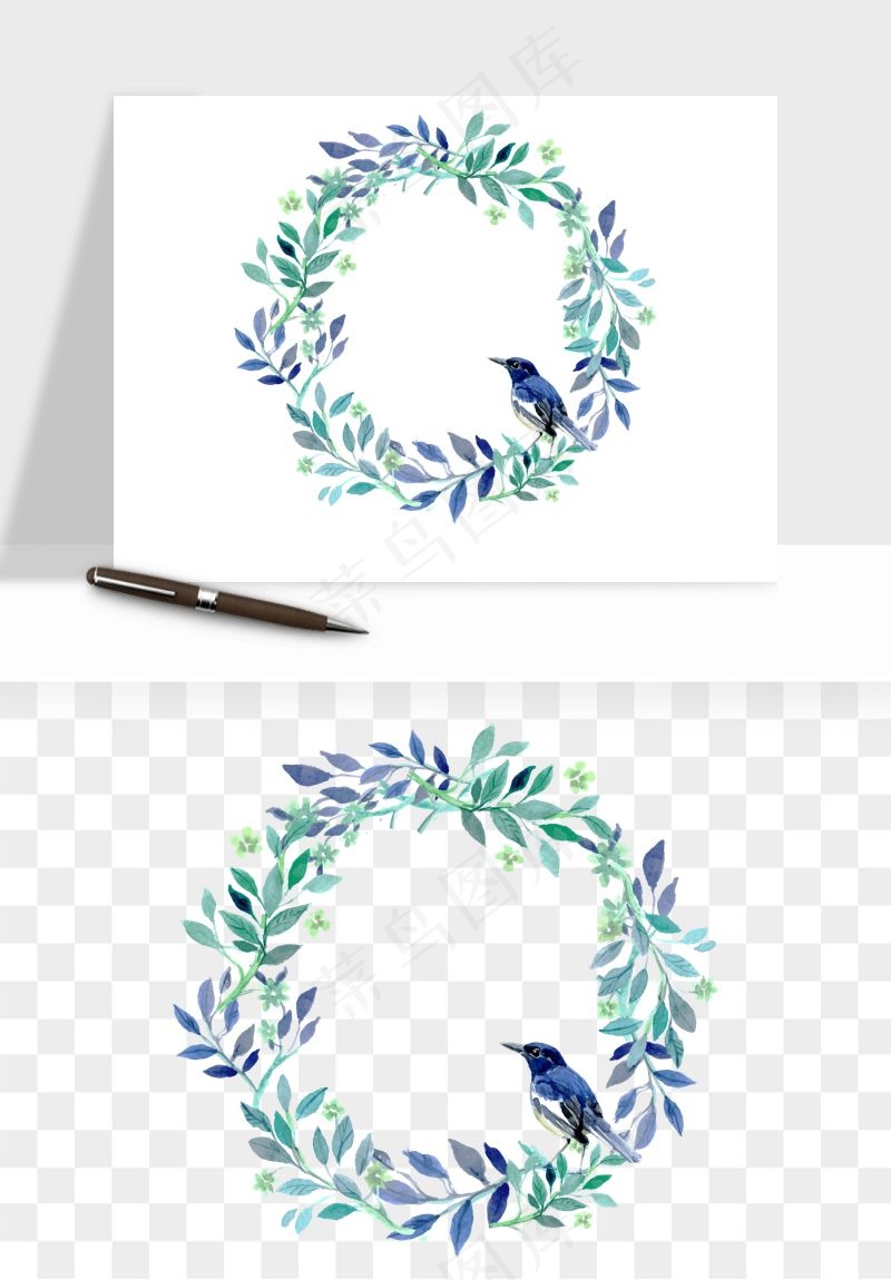 手绘花环边框浪漫png免抠