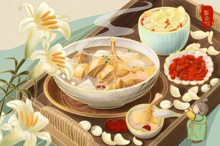 百合鸭美食美味主题主视觉插画