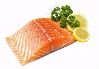 生鲜三文鱼刺身柠檬摄影图免抠