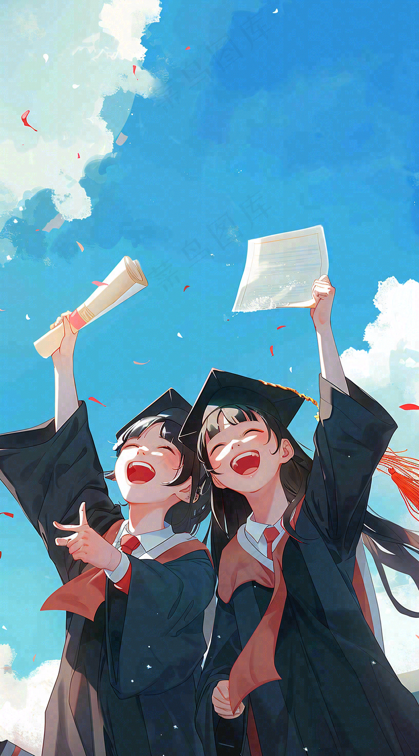学生毕业季考试青春插画背景