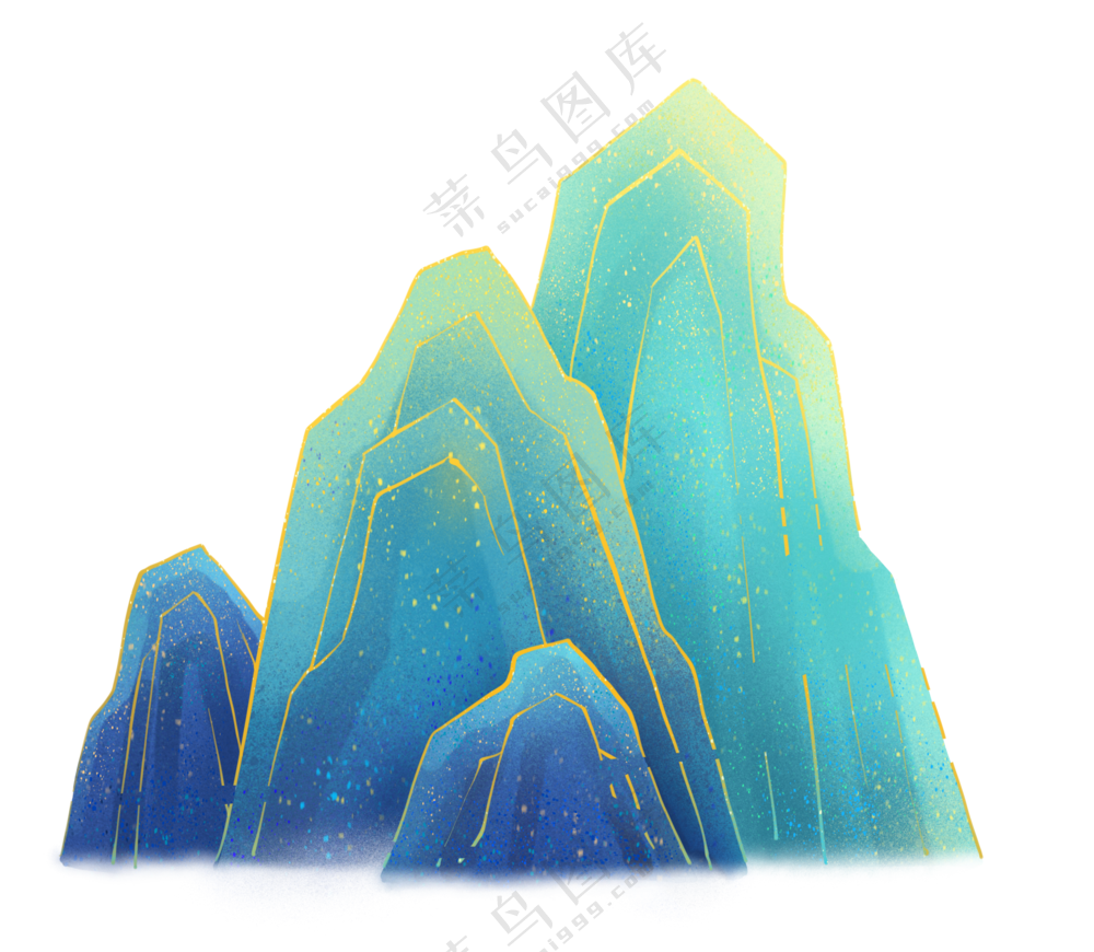 山峦  插画  免扣素材   绿色的山