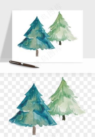 水彩手绘树木png免抠