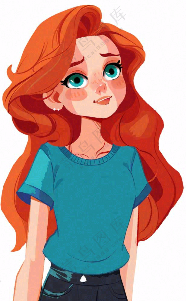 美式少女潮流精致美丽人物卡通插画免抠