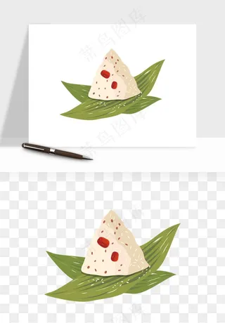 国潮粽子手绘肉粽png免抠