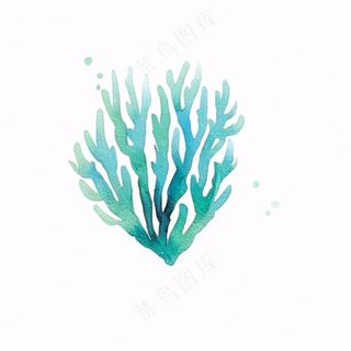 海洋海藻珊瑚植物卡通插画免抠