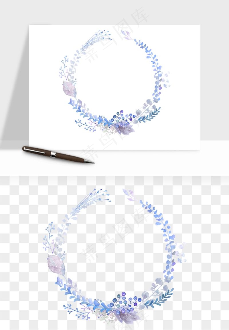 手绘花环边框浪漫png免抠