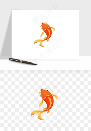 锦鲤鱼手绘水墨png免抠