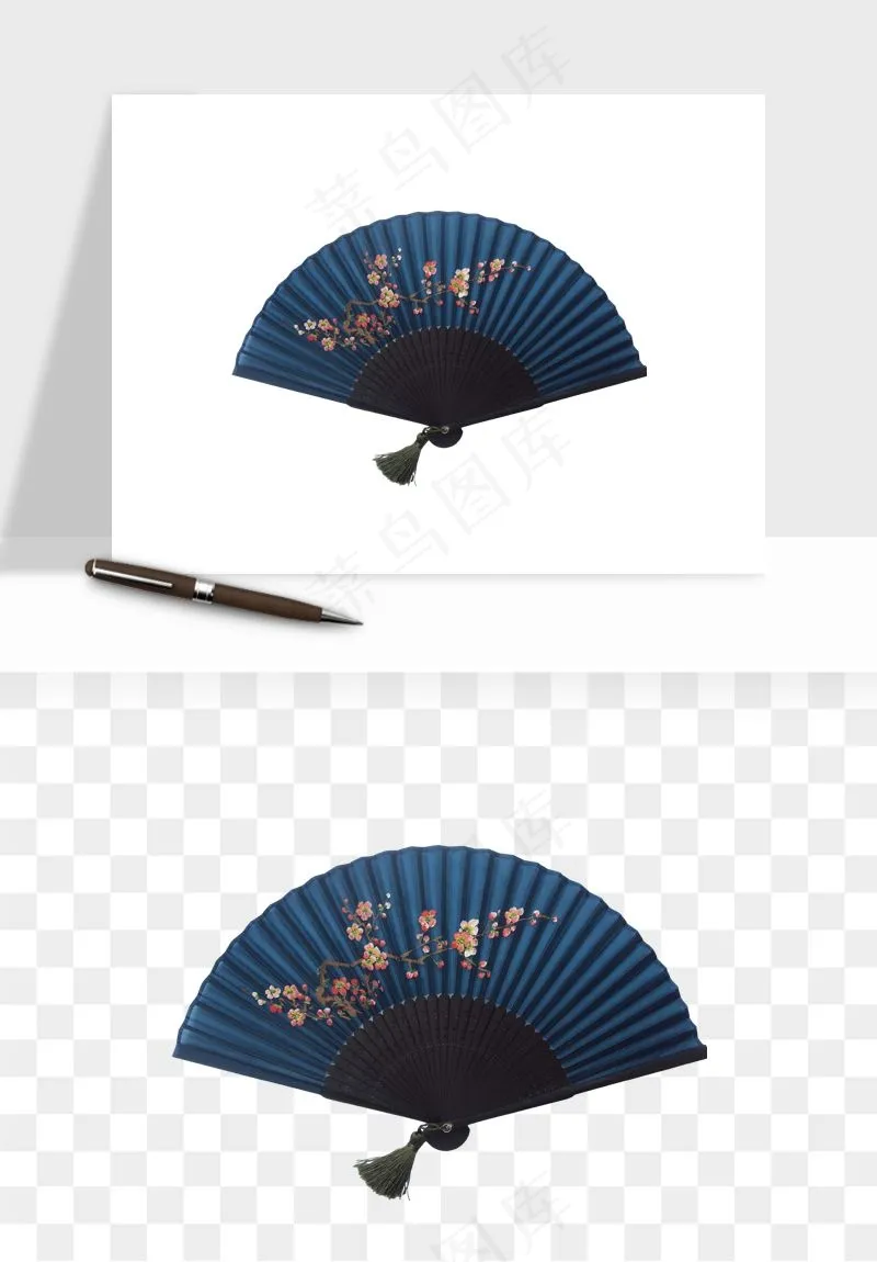古风扇子元素png免抠