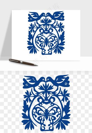 青花瓷花纹花卉图案png免抠