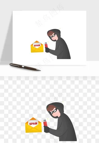 卡通小偷黑客png免抠